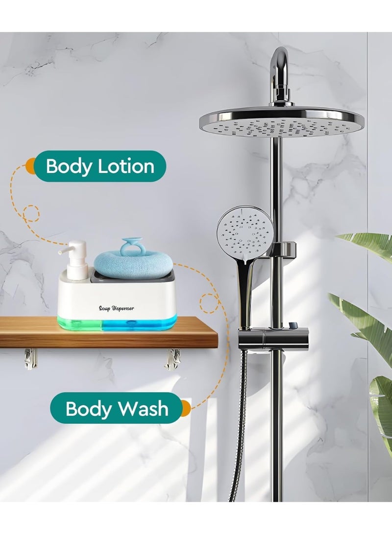 3 in 1 Kitchen Soap Dispenser with Sponge Holder and Drain Tray, Easy Refill and Easy Clean Liquid Soap Organizer for Sink Countertop - Image 5